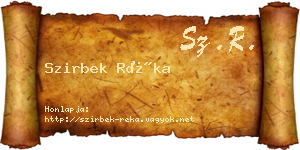 Szirbek Réka névjegykártya